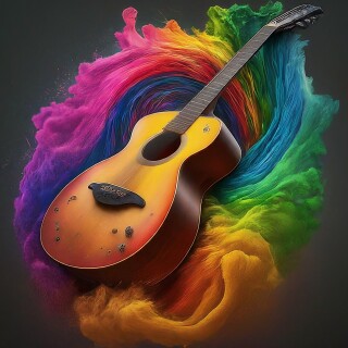image fx create guitar colour rainbow and colour backr